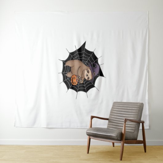 Spooky Sloth Halloween Fun - Schattigee Trick-or-T Wandkleed (In Situ (horizontaal))