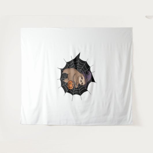 Spooky Sloth Halloween Fun - Schattigee Trick-or-T Wandkleed (Voorkant (horizontaal))