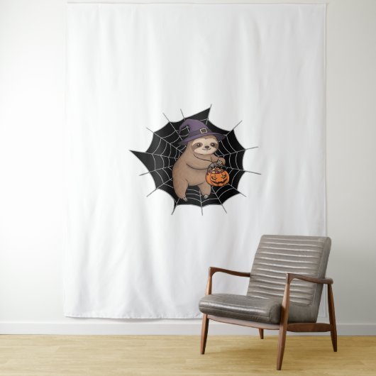 Spooky Sloth Halloween Fun - Schattigee Trick-or-T Wandkleed (In situ)
