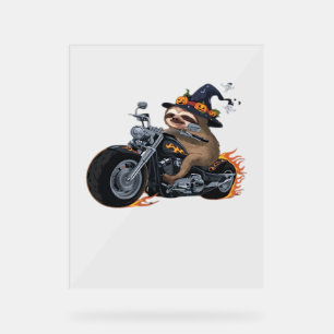 Spooky Sloth Motorcycle Ride Halloween Biker Fun C Acryl Bord