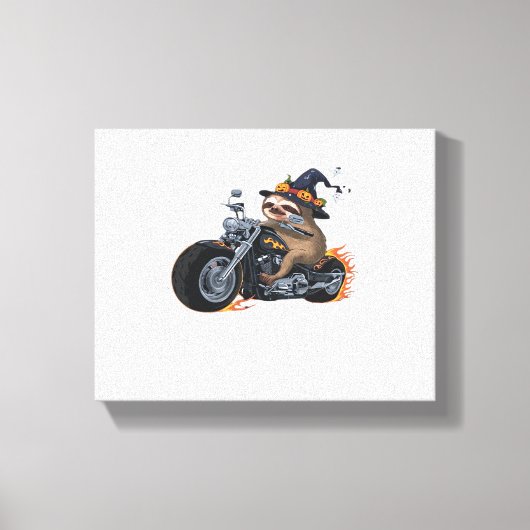 Spooky Sloth Motorcycle Ride Halloween Biker Fun C Canvas Afdruk (Voorkant)