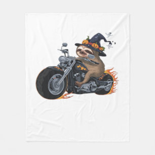 Spooky Sloth Motorcycle Ride Halloween Biker Fun C Fleece Deken