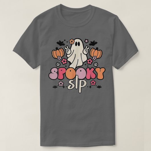 Spooky SLP Retro Groovy Halloween Speech Language T-shirt (Design voorkant)