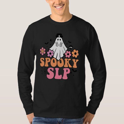 Spooky SLP Speech Language Pathologist Ghost Hallo T-shirt (Voorkant)