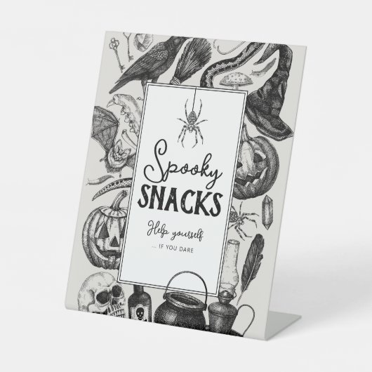 Spooky Snacks Halloween Party Reclamebord Met Voetstuk (Voorkant)