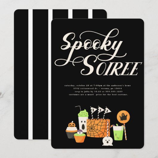Spooky Soiree Halloween Party Invitation Kaart (Voorkant / Achterkant)