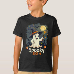 Spooky Son Halloween Ghost met Witch Pet T-shirt