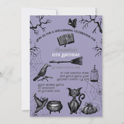Spooky Spellbinding Halloween Verjaardagsfeestje Kaart (Voorkant)