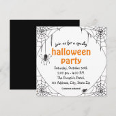Spooky Spider Halloween Party Invitation Kaart (Voorkant / Achterkant)