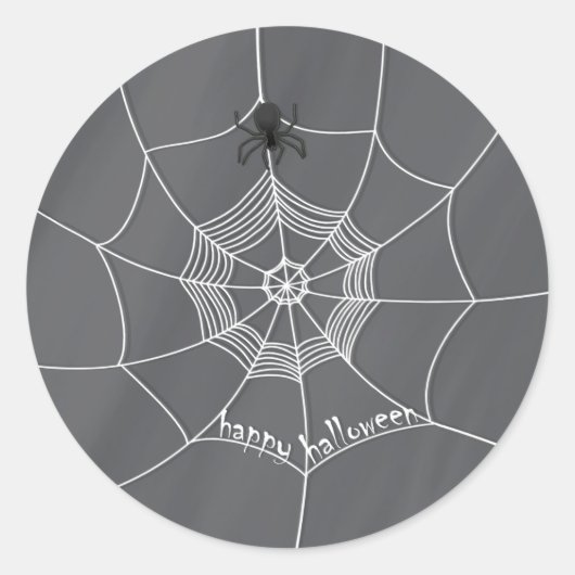 Spooky Spider in Spider Web Classic Round Sticker (Voorkant)