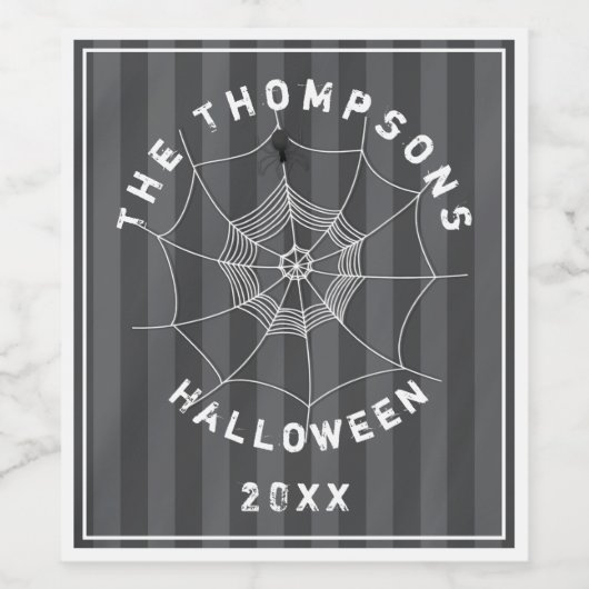 Spooky Spider in Spider Web Wijn Etiket (Enkel label)