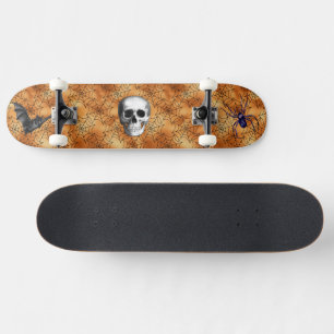 Spooky Spider Web, Spider, Bat en Skull Skateboard