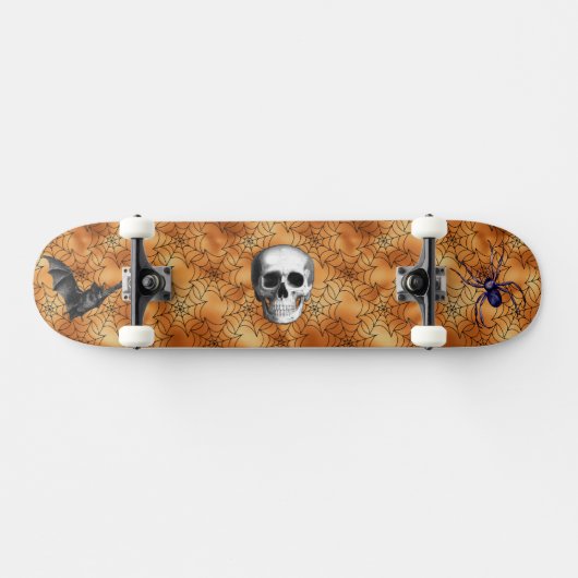 Spooky Spider Web, Spider, Bat en Skull Skateboard (Horizontaal)