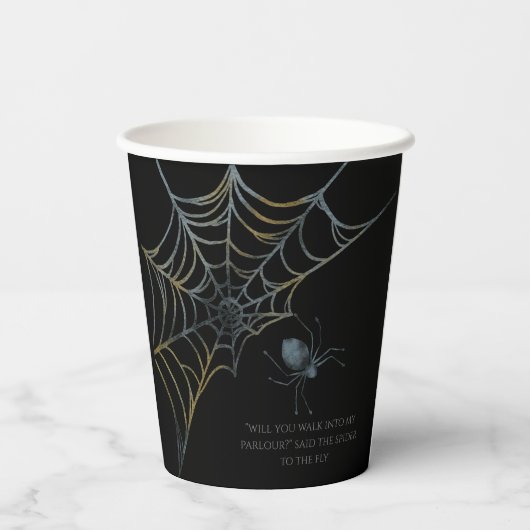 Spooky spin en Spider web Halloween Papieren Bekers (Achterkant)