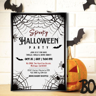 Spooky  spinnenwebben vleermuizen grijs Halloween Kaart