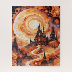 Spooky Spiral Castle - Halloween Sinaasappel Legpuzzel