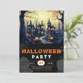 Spooky spookachtige spookachtige herenhuizen pompo kaart (Staand voorkant)