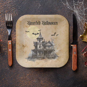 Spooky spookhuis Halloween kostuum feest Papieren Bordje