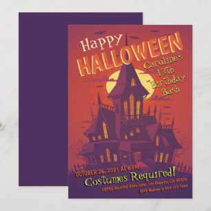 Spooky spookhuis Halloween verjaardag Kaart