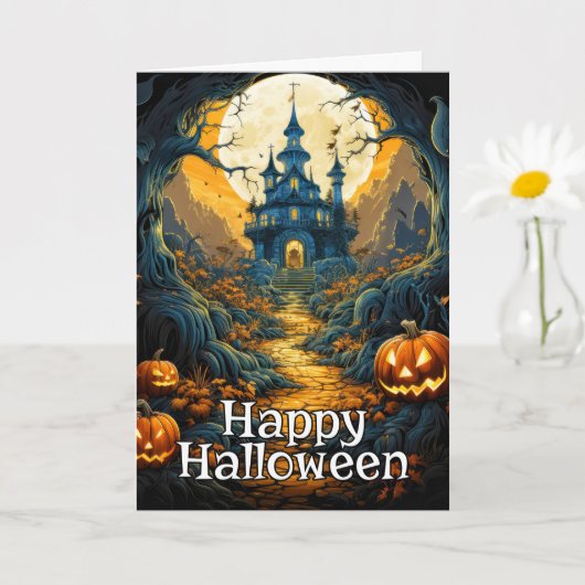 Spooky spookhuis - Happy Halloween Kaart (Kleine Plant)