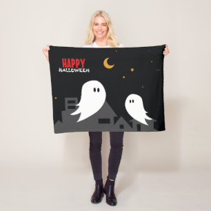 Spooky spookstad halloween cartoon fleece deken