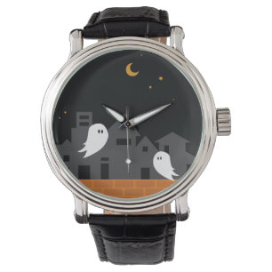 Spooky spookstad halloween horror-cartoon horloge