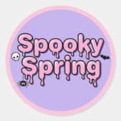 Spooky Spring Pastel Goth Pink Lavender Dripping Ronde Sticker (Voorkant)