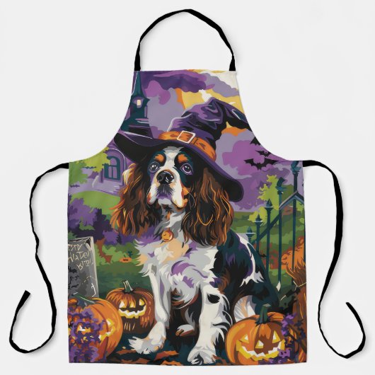 Spooky Springer Spaniel Halloween Witch Pumpkin Schort (Voorkant)