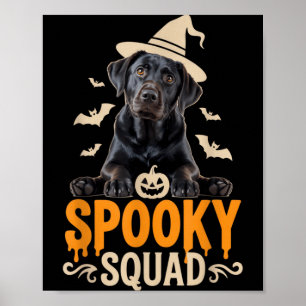 Spooky Squad Halloween Outfit Voor Zwarte Labrador Poster