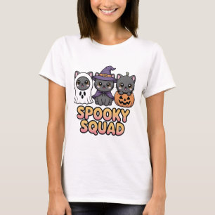 Spooky Squad Schattige Halloween Cats T-shirt Ka