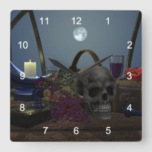 Spooky Stilleven in Moonlight Vierkante Klok
