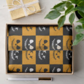 Spooky Stitch Face | Zwarte en Oranje Halloween Tissuepapier (Geschenk)