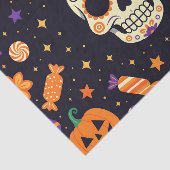 Spooky Sugar Skull en Jack-O'-Lanterns Halloween Tissuepapier (Detail)