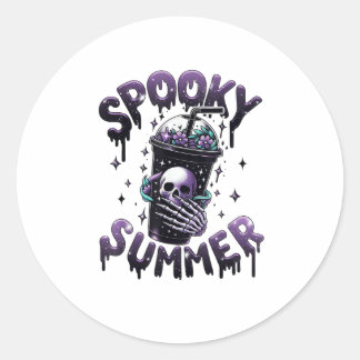 Spooky Summer Funny Meme Skeleton Koffie Funny Sum Ronde Sticker