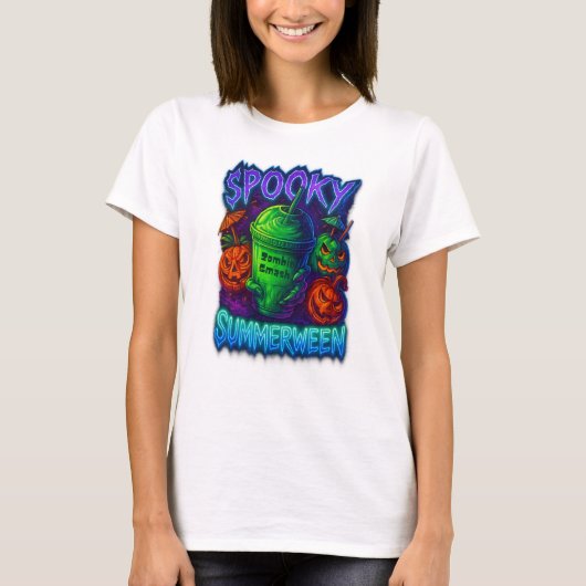 Spooky Summerween Neon Halloween Mash up  T-shirt (Voorkant)