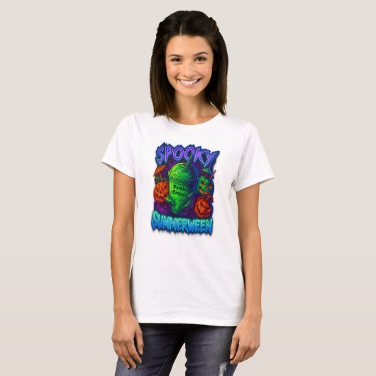 Spooky Summerween Neon Halloween Mash up  T-shirt (Voorkant volledig)