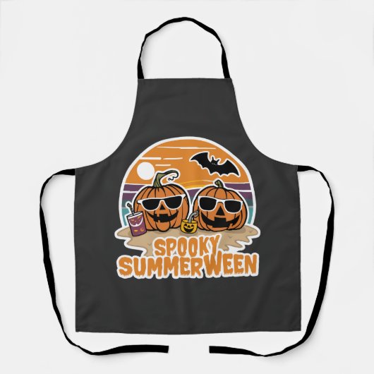 Spooky Summerween - pompoenen op het strand Schort (Voorkant)
