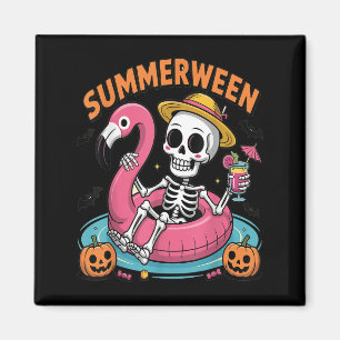 Spooky Summerween Skeleton Wachten Op Halve Magneet