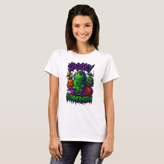 "Spooky Summerween Slurpee 13th Customer T-shirt (Voorkant volledig)