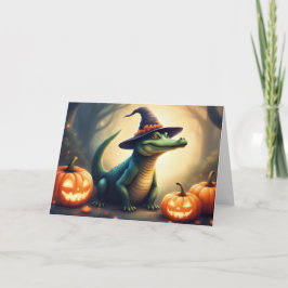 Spooky Swamp Witch Gator Halloween Notecard Bedankkaart