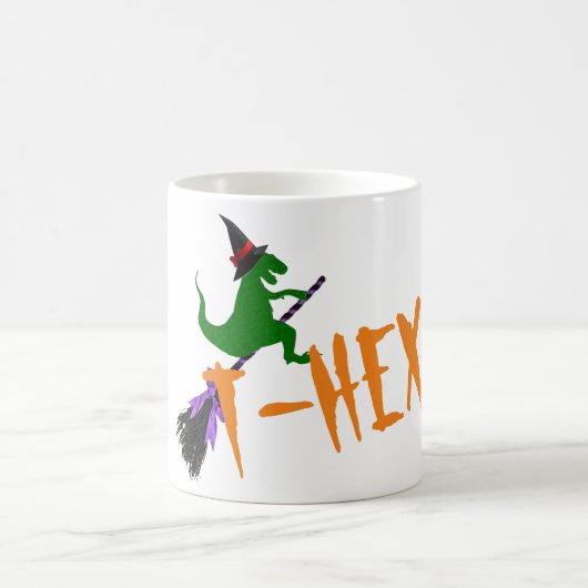 Spooky T-hex T-rex heks grappige halloween Koffiemok (Center)