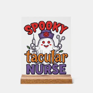 Spooky Tacular Verpleegster Halloween Geest Shirt Acryl Bord