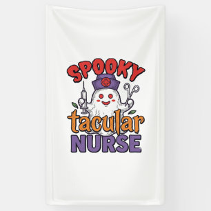 Spooky Tacular Verpleegster Halloween Geest Shirt Spandoek