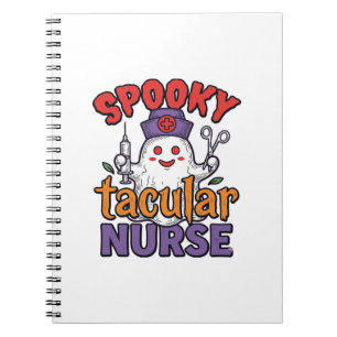 Spooky Tacular Verpleegster Halloween Geest T-Shir Notitieboek