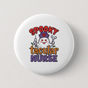 Spooky Tacular Verpleegster Halloween Geest T-Shir Ronde Button 5,7 Cm