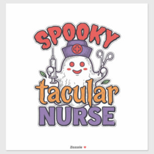 Spooky Tacular Verpleegster Halloween Geest T-Shir Sticker