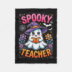 Spooky Teacher Schattige Ghost Reading Book Funny Fleece Deken