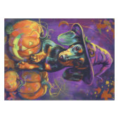 Spooky teckel hond Halloween heks en pompoen Tafelkleed (Voorkant (Horizontaal))