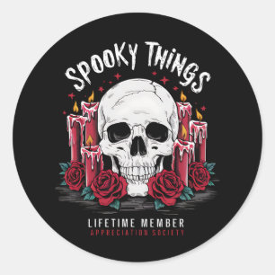 Spooky Things Appreciation Society Skull Rozen Ronde Sticker