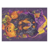 Spooky Tibetaanse Mastiff Hond Halloween Heksenpom Tafelkleed (Voorkant (Horizontaal))